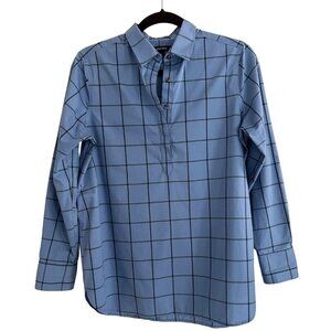 Lands' End No Iron Supima Dress Shirt Blue Check Pattern Plaid Size 8p
